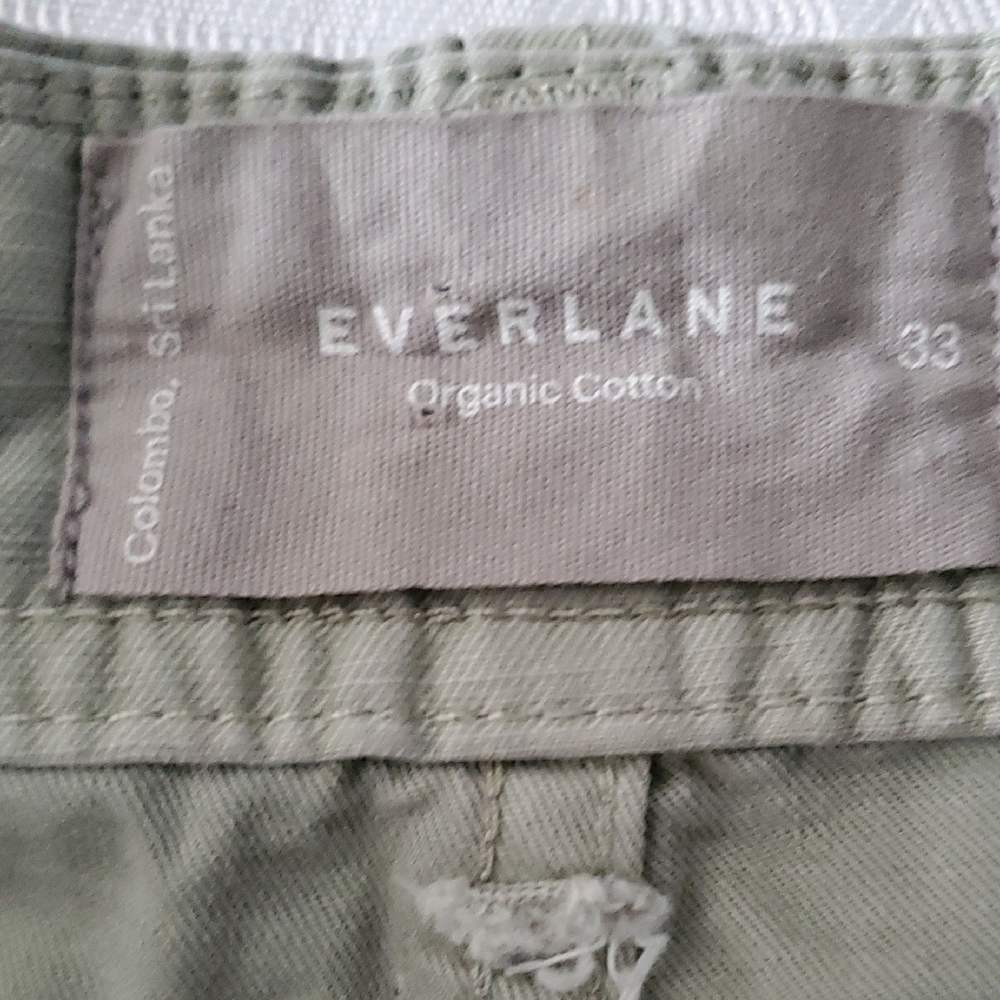 Everlane Green  Cropped Organic And Linen Blend  Pants with Relaxed Fit Sz 33 - Picture 5 of 12